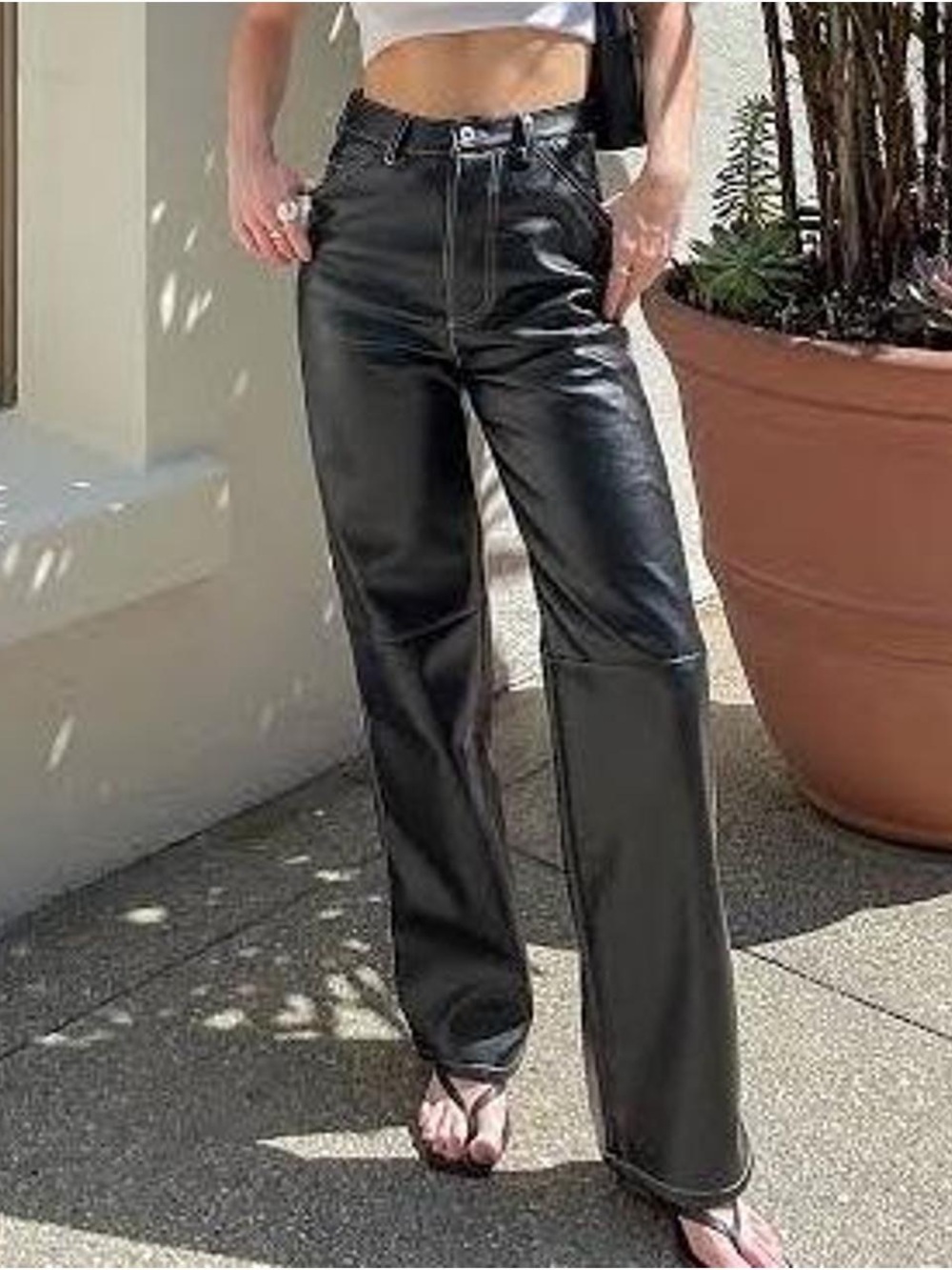 Simonett Kika High Waisted Vegan Leather Pants Black